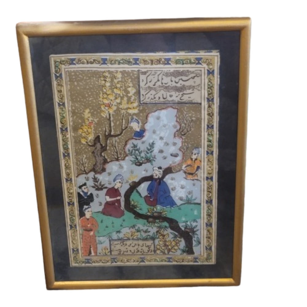 Persian silk painting  Asian arts pictorial collection tapestry oriental garden